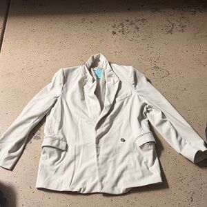 Topshop Cream Textured Blazer